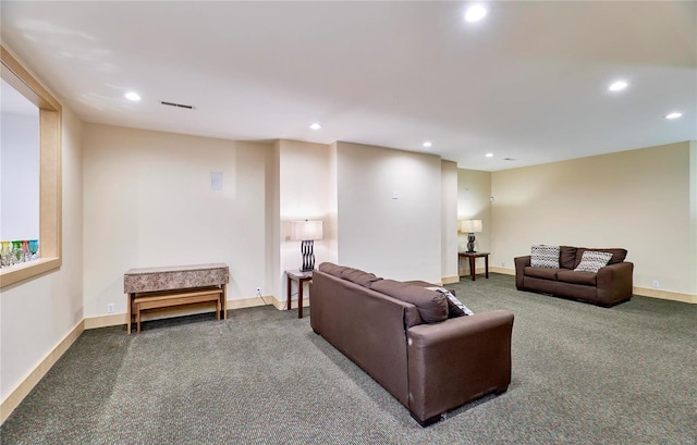 living room featuring carpet floors