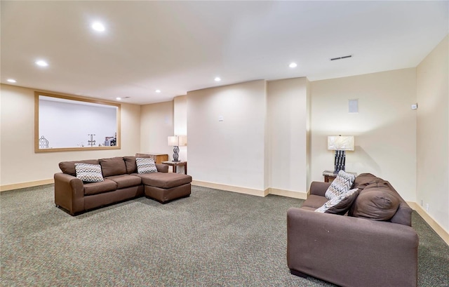 living room with carpet flooring