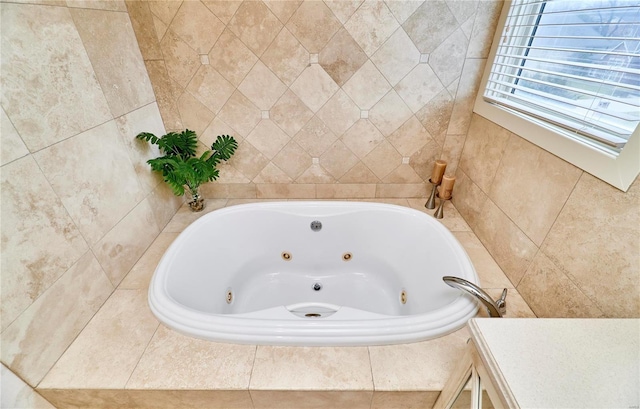 bathroom featuring tiled bath