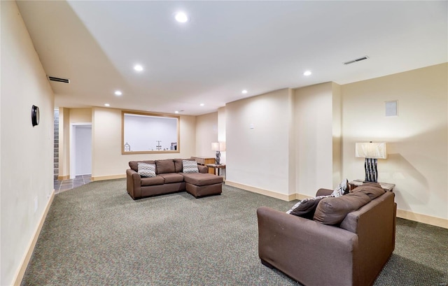 living room featuring carpet flooring