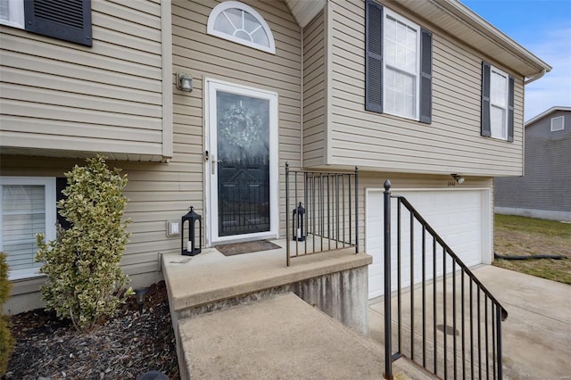 entrance to property with a garage