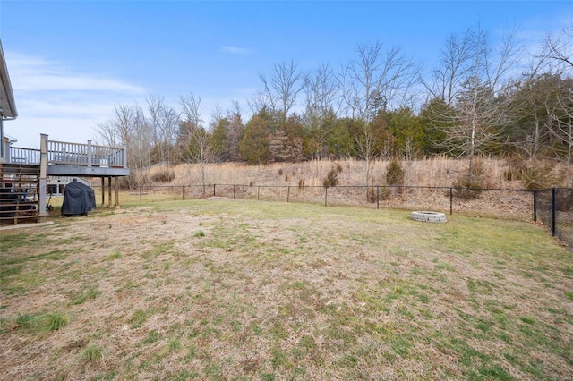 view of yard with a deck