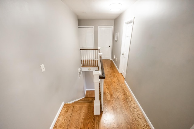 corridor featuring light wood-type flooring