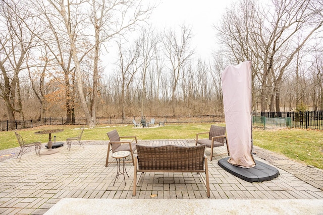 view of patio featuring an outdoor hangout area