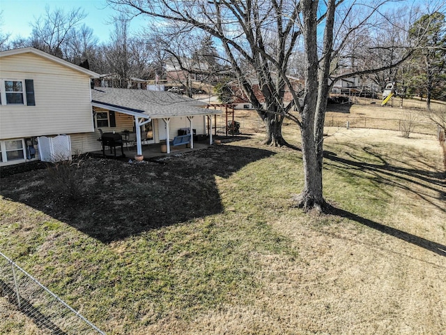 view of yard with a patio area