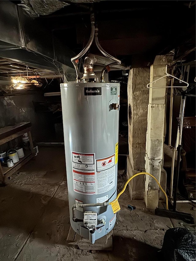 utility room featuring water heater