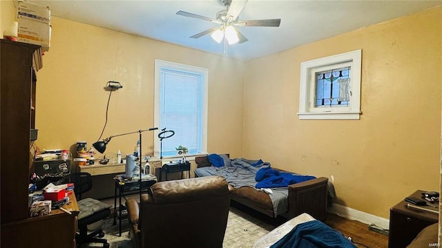 interior space featuring ceiling fan and light hardwood / wood-style flooring