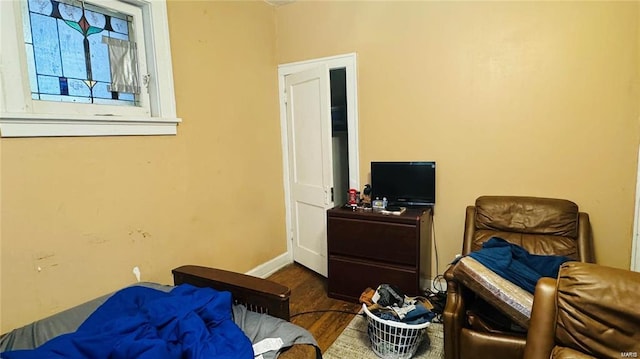 bedroom featuring dark hardwood / wood-style floors