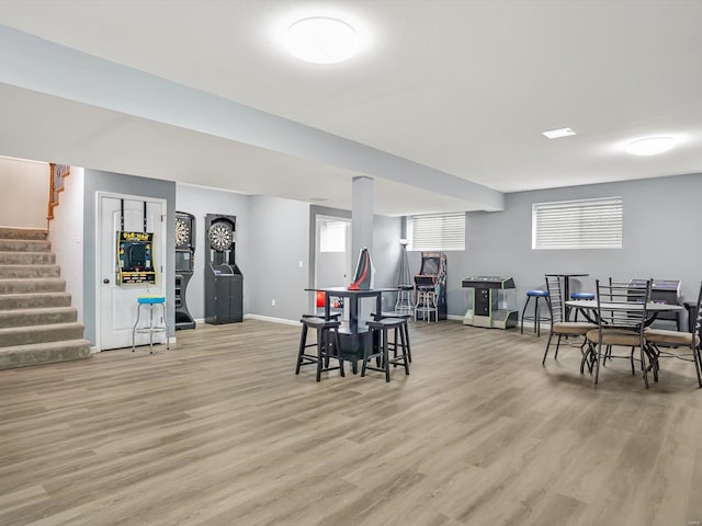 dining room with light hardwood / wood-style flooring