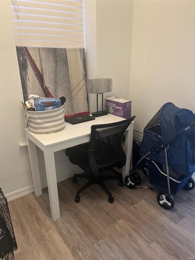 home office featuring light hardwood / wood-style flooring