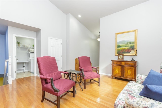 living area featuring hardwood / wood-style flooring