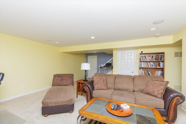 living room with carpet floors