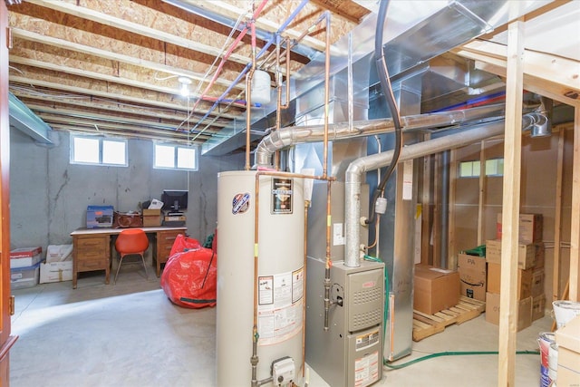 basement with water heater