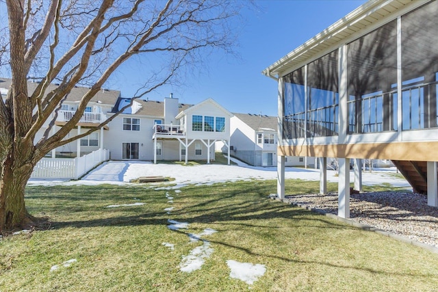 view of yard featuring a sunroom