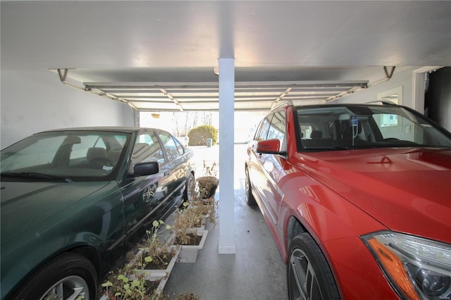 garage with a carport