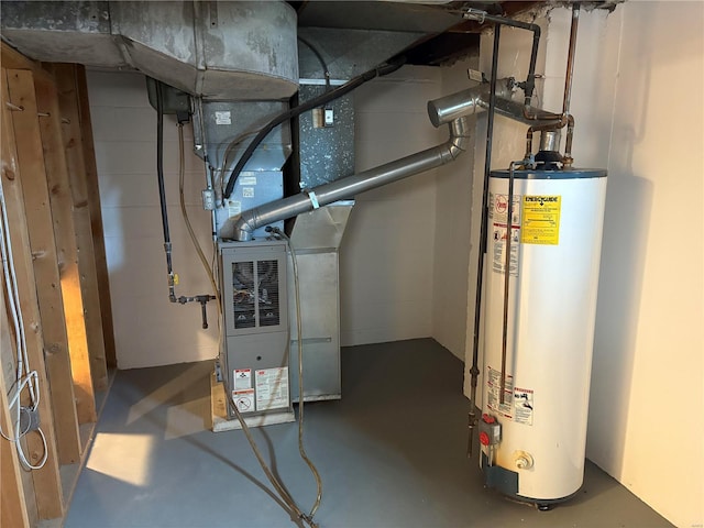 utility room with water heater