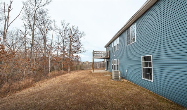 view of yard featuring central AC