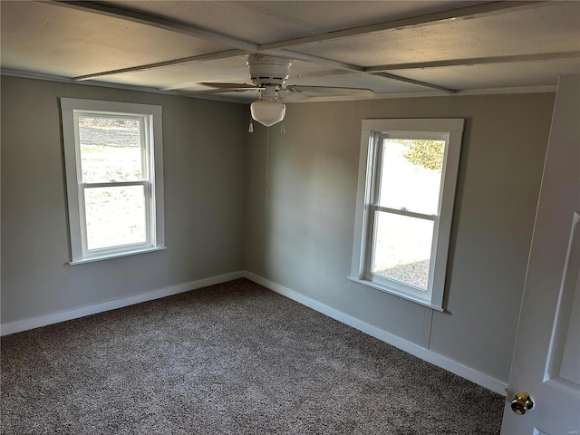 carpeted empty room with ceiling fan