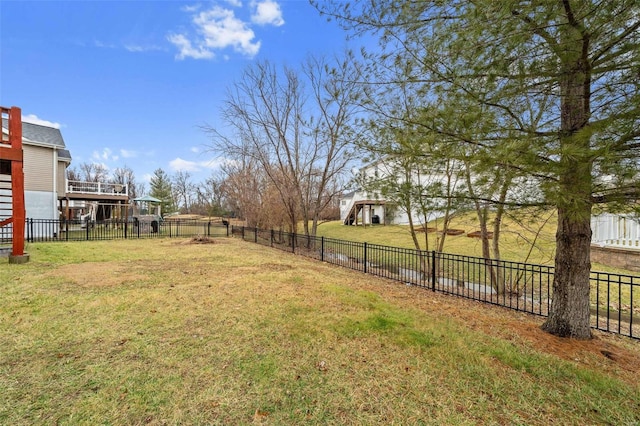 view of yard with a fenced backyard