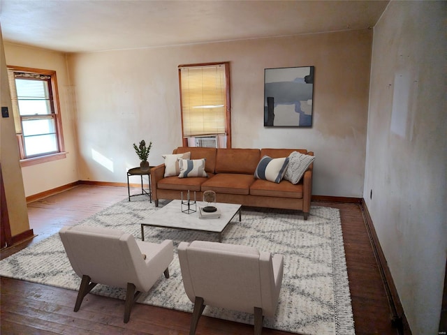 living room with hardwood / wood-style floors