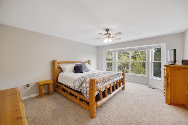 bedroom featuring carpet floors and ceiling fan