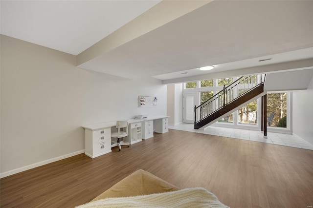 interior space with light hardwood / wood-style flooring