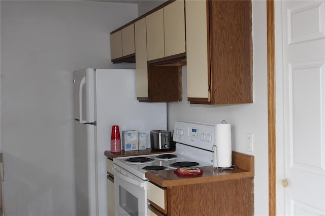 kitchen with white electric range