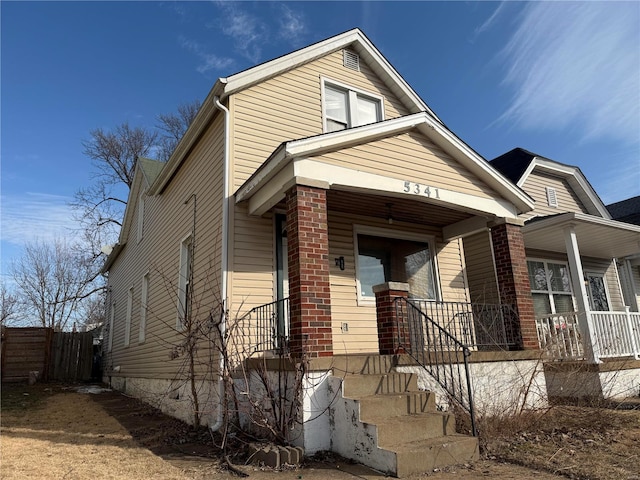 view of front of home featuring covered porch