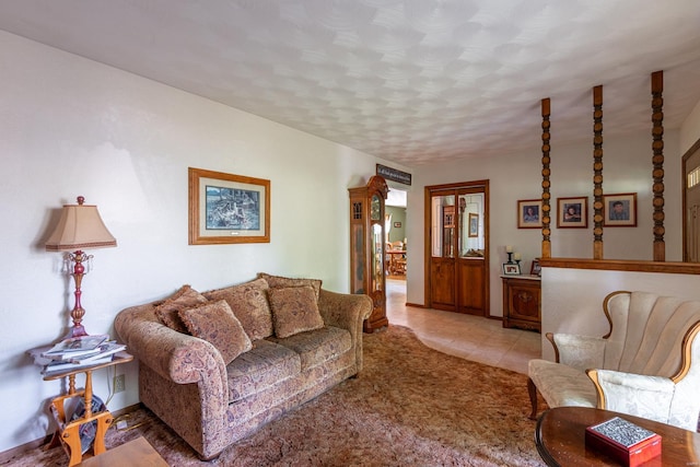 view of tiled living room