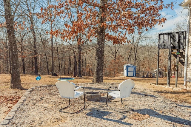 view of patio / terrace featuring a shed