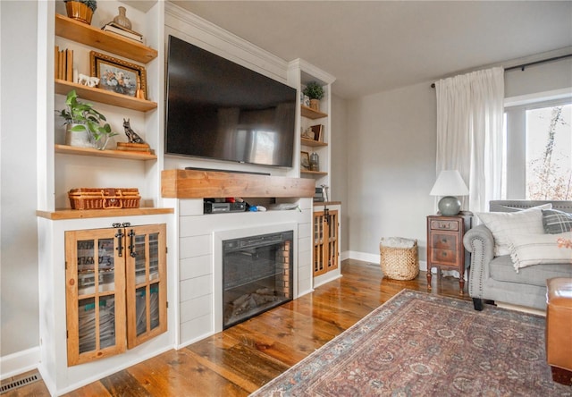 living room with hardwood / wood-style floors