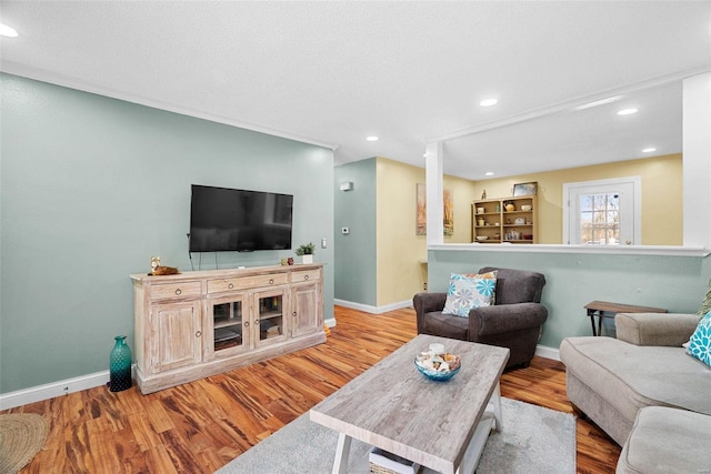 living room with light wood-type flooring