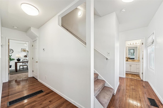 hall featuring dark hardwood / wood-style floors