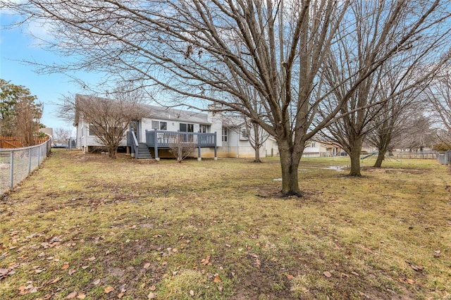 view of yard featuring a deck