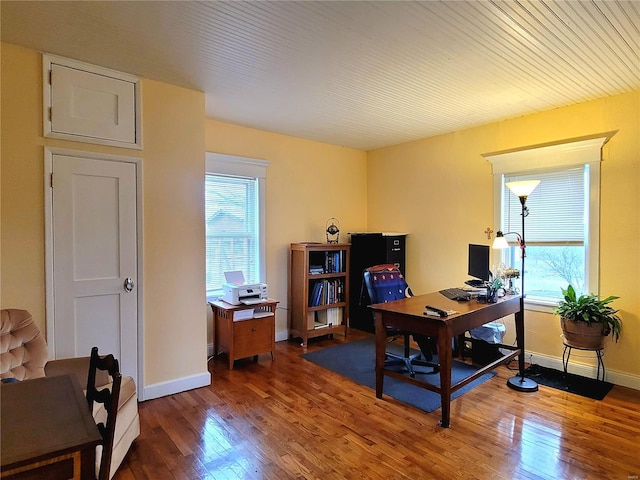 office featuring hardwood / wood-style flooring