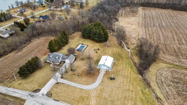 aerial view with a rural view