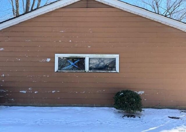 view of snow covered exterior