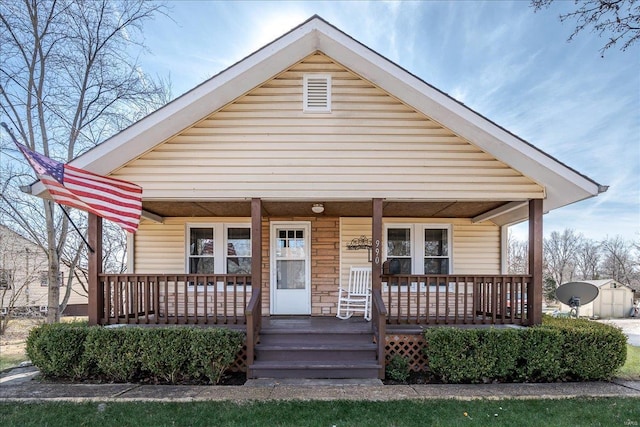 bungalow featuring a porch