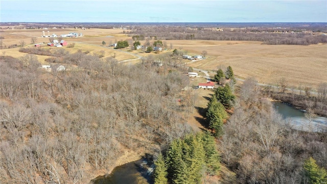 drone / aerial view with a rural view