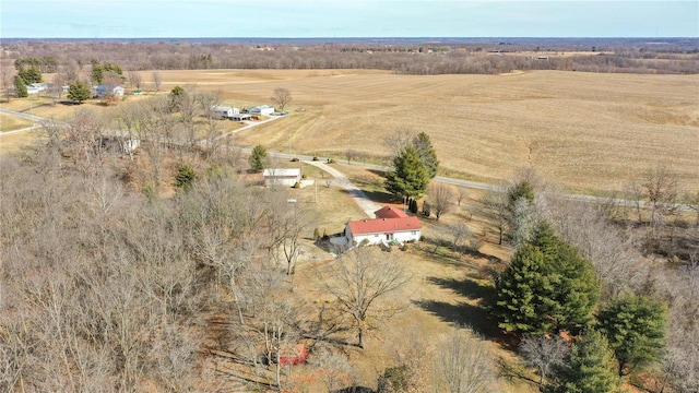 aerial view featuring a rural view