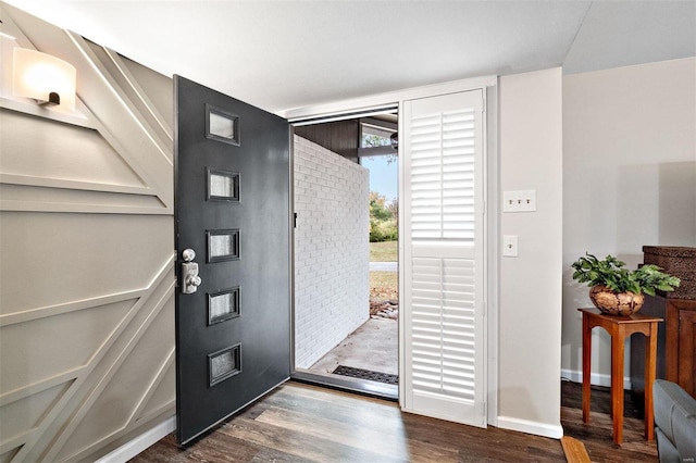 foyer entrance featuring dark wood-type flooring