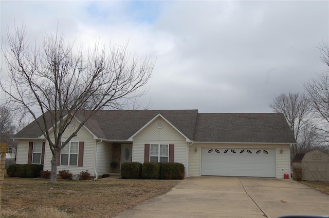 ranch-style home with a garage