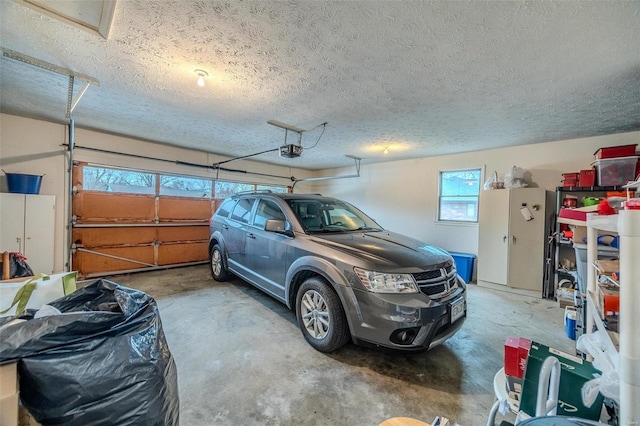 garage with a garage door opener