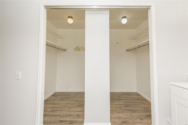 spacious closet with wood finished floors