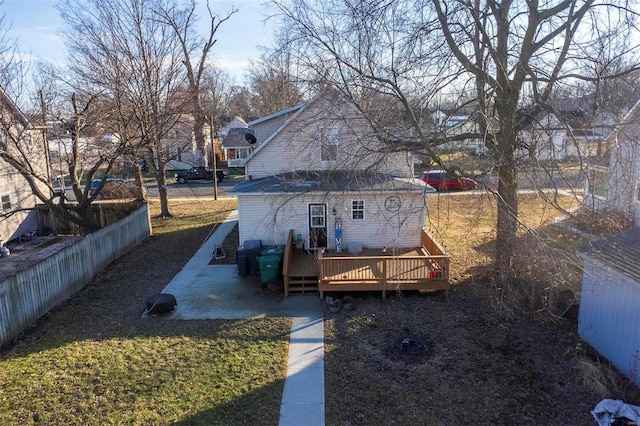 view of yard with a wooden deck