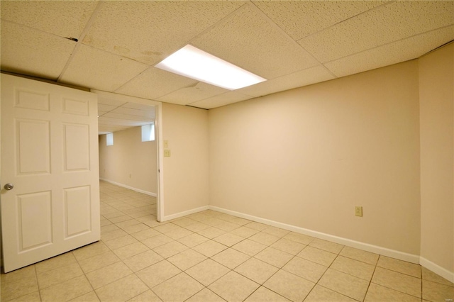 basement with a drop ceiling