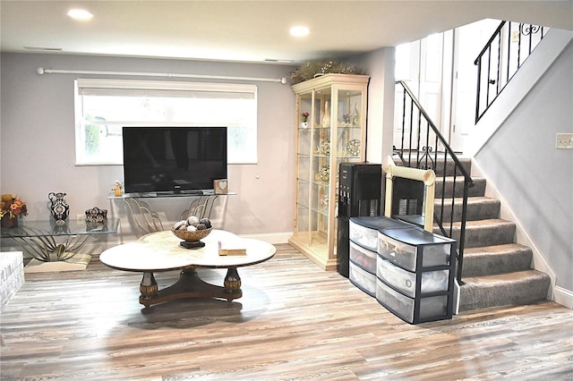 living room with hardwood / wood-style flooring