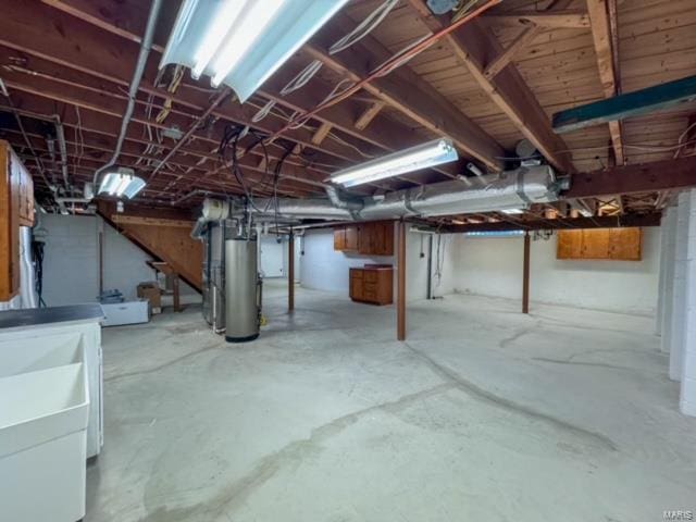 basement featuring water heater