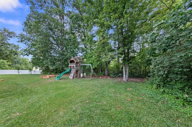 view of play area with a lawn