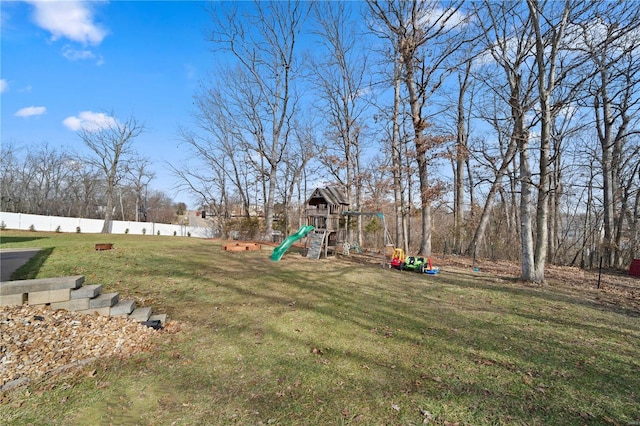 view of yard featuring a playground